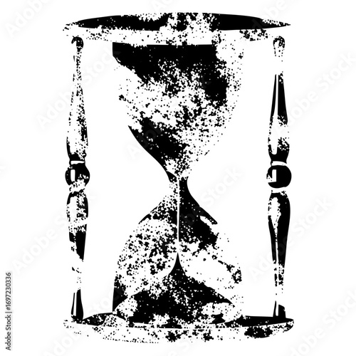Vector Distressed hourglass depicts the passage of time.