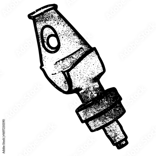 Vector Detailed vector of a nozzle with a circular emblem.