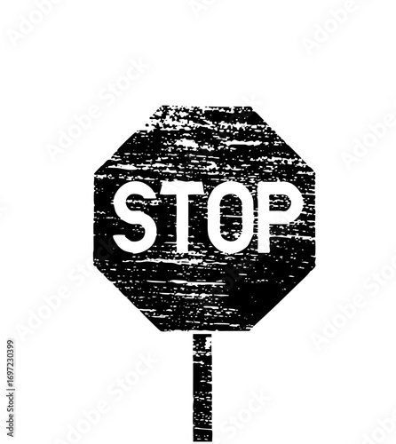 Vector Distressed octagon sign with prominent STOP typography.