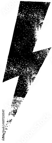 Vector Dynamic lightning bolt with distressed texture.