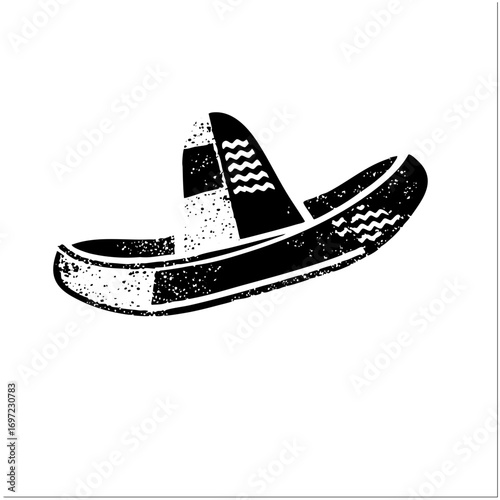 Vector Black and white of a traditional straw sandal.