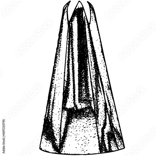 Vector Dramatic draped fabric creates a flowing conical shape.