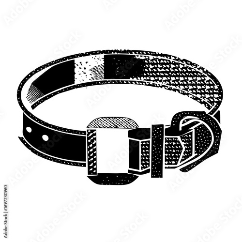 Vector Detailed vector of a classic leather belt with a decorative buckle.