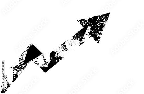 Vector Dynamic upward arrow with a distressed texture.