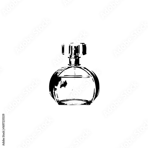 Vector Elegant perfume bottle in black ink.