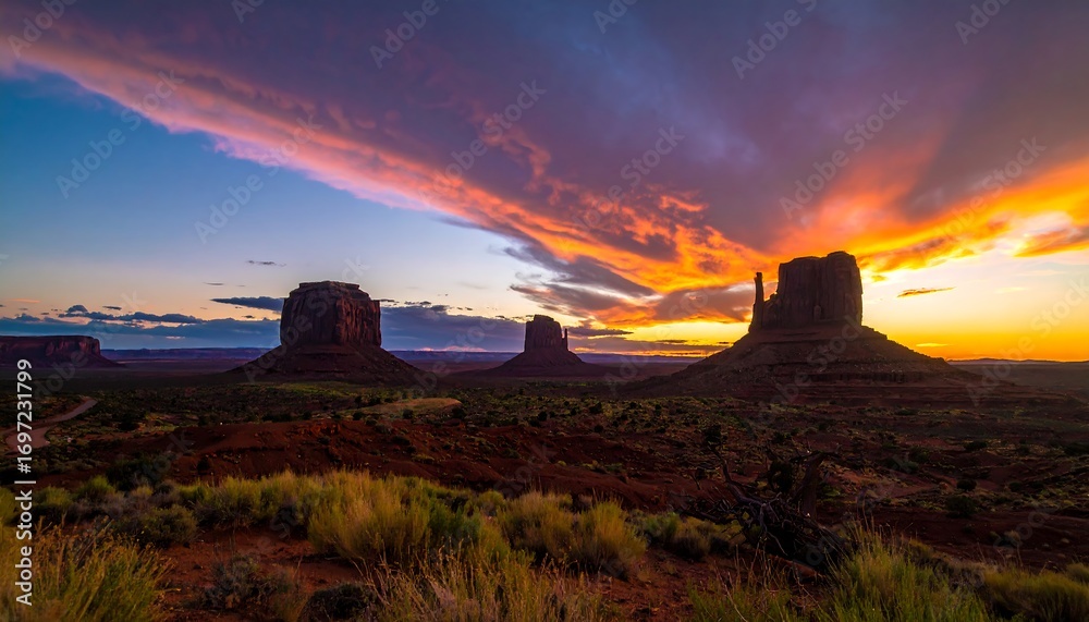 Fototapeta premium Dramatic sunset over Monument Valley