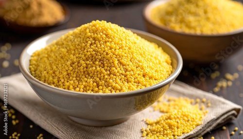 Bowl of yellow millet grains