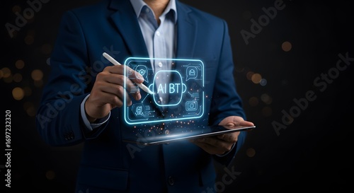 Wallpaper Mural Determined Businessman Concentrating on Laptop in Modern Office Torontodigital.ca