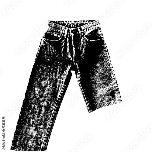 Vector Detailed vector of classic denim jeans.
