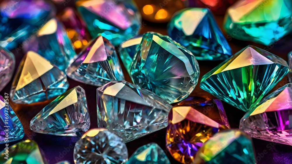 Fototapeta premium Colorful Spectrum Reflections on Luxury Crystals