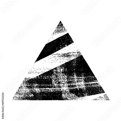 Vector Abstract geometric shapes create a dynamic fragmented triangle .