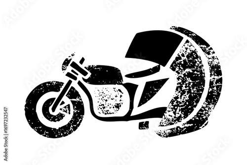 Vector Vintage motorcycle with distressed texture.