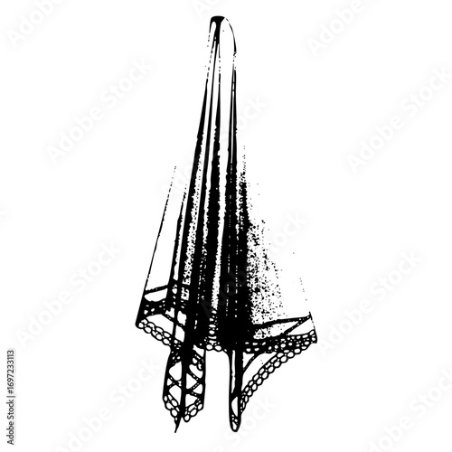 Vector Elegant draped shawl with lace detailing.