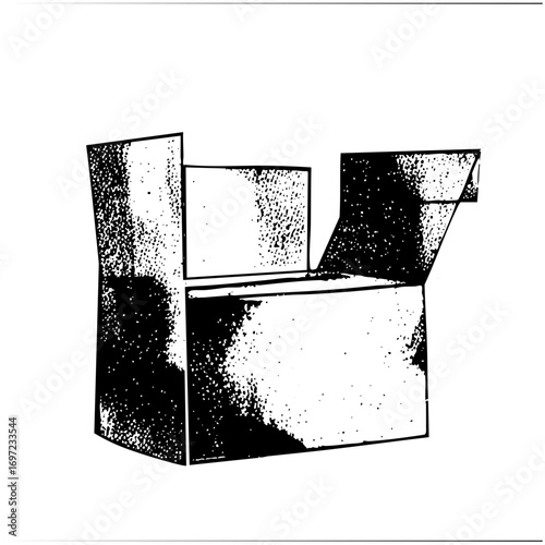 Vector Open cardboard box with a dotted texture.