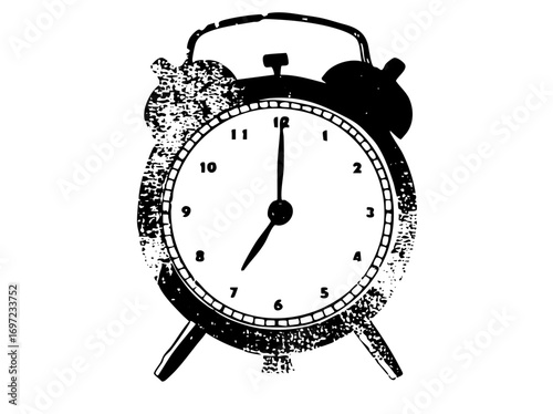 Vector Vintage alarm clock with time set to approximately 7:25.