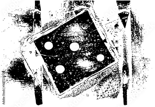 Vector Distressed die with four dots .