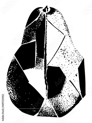 Vector Abstract geometric pear with distressed texture.