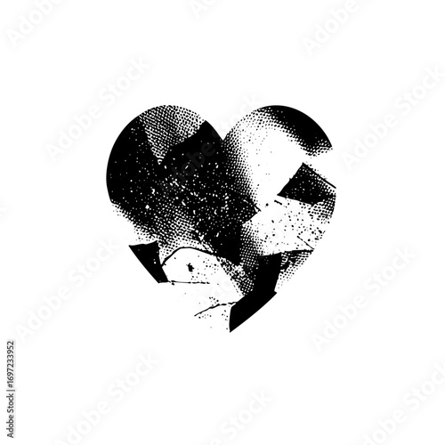 Vector Broken heart formed from abstract shapes.