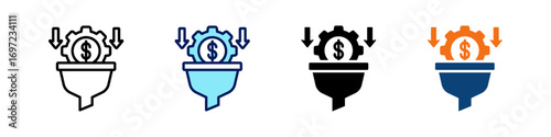 Sales Funnel All In One Icon Multi Styles Vector Set