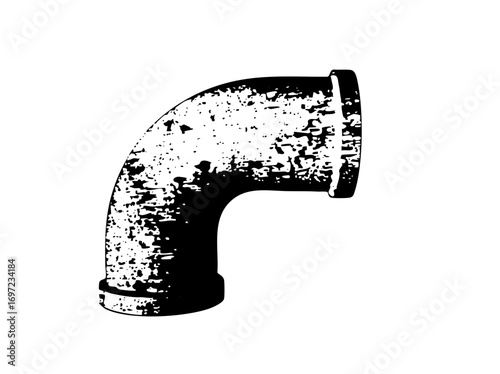Vector Detailed vector of a weathered pipe elbow.