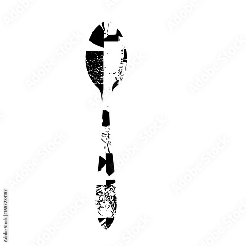 Vector Abstract footprint with distressed texture.