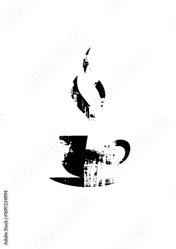 Vector Elegant coffee cup with forming a face.