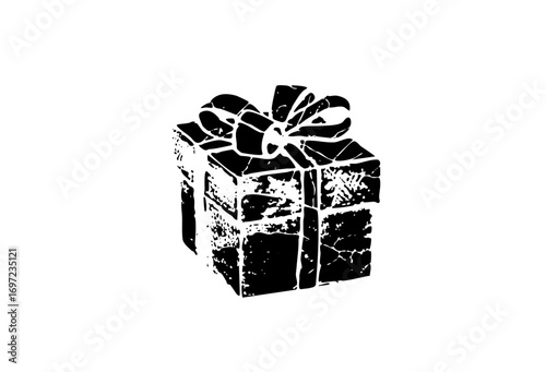 Vector Black silhouette of a gift box with a ribbon