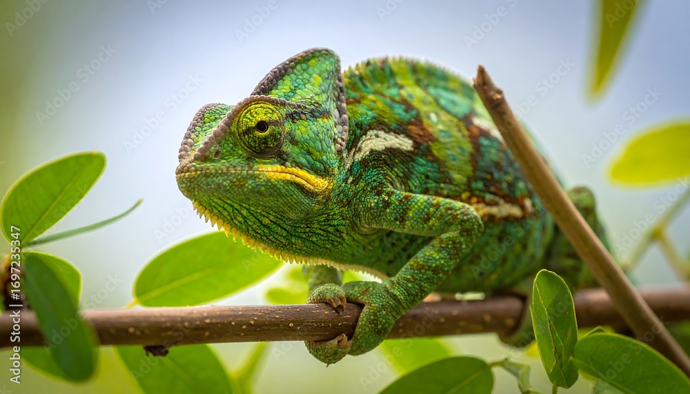 Obraz premium Chameleon rests on branch