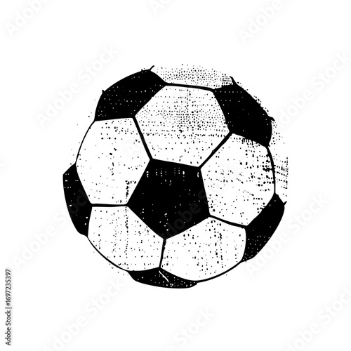 Vector Distressed monochrome soccer ball