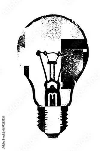 Vector Detailed of a lightbulb with a fractured .