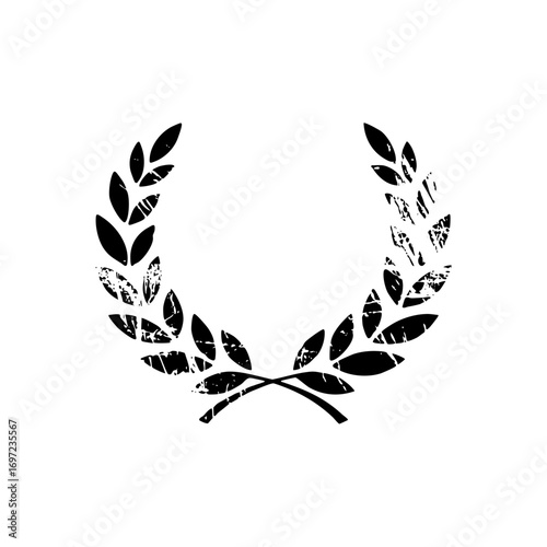Vector Elegant laurel wreath with textured leaves.