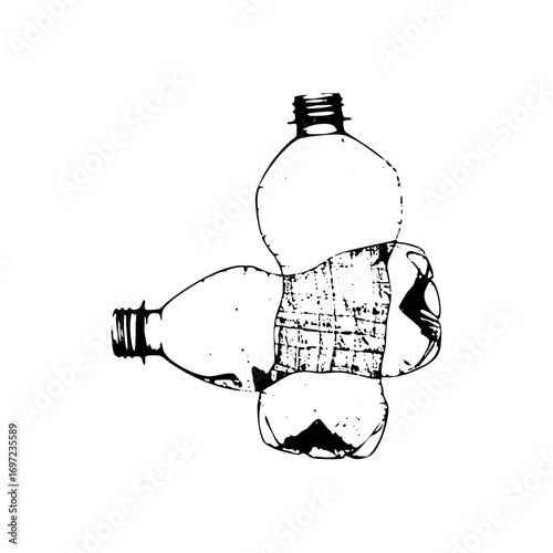 Vector Discarded plastic bottles depicts environmental waste.