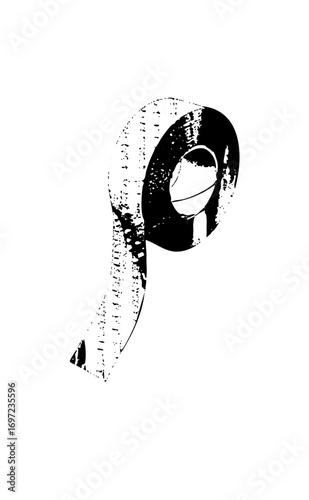 Vector Abstract black and white of a stylized number nine.