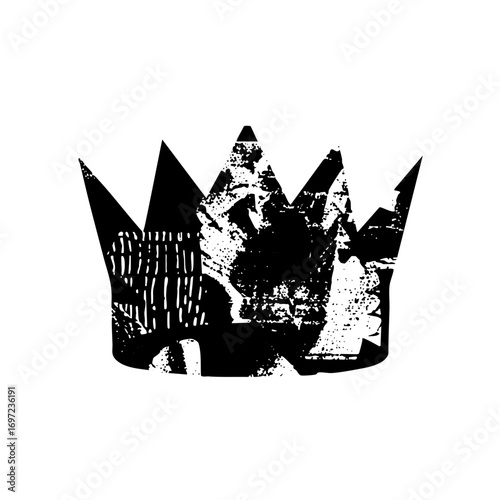 Vector Distressed crown with a rough textured aesthetic.