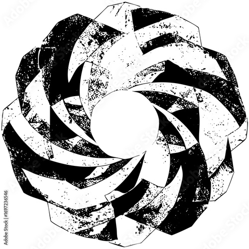 Vector Dynamic spiral of abstract geometric shapes creates a swirling vortex .
