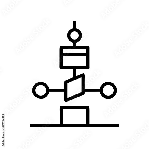 Abstract Illustration of Weather Vane Icon: A modern, minimalist depiction of a weather vane, a tool for measuring wind direction, rendered in a sleek, line art style