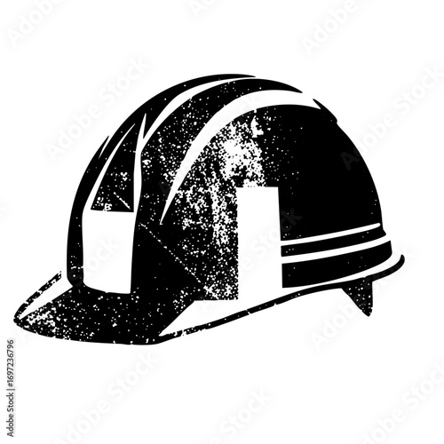 Vector Detailed black and white firefighter helmet .