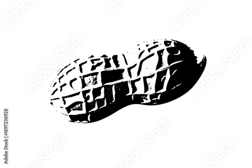 Vector Black Footprint with Detailed Tread