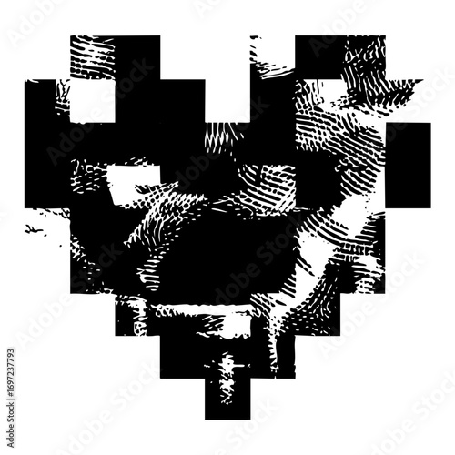 Vector Abstract figures interact within a fragmented geometric .