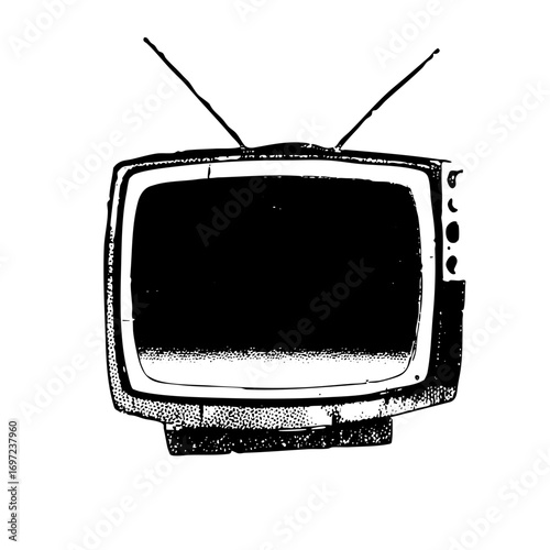 Vector Vintage television with antennae
