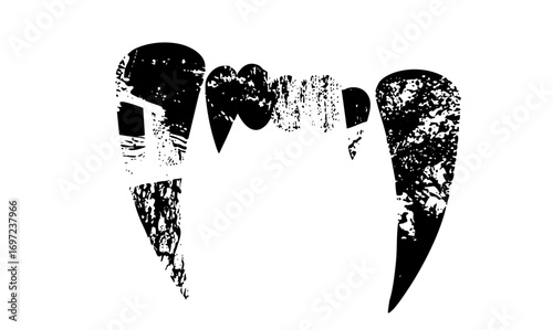 Vector Abstract black fangs with a distressed texture.