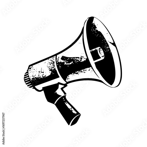 Vector Vintage megaphone with distressed texture.