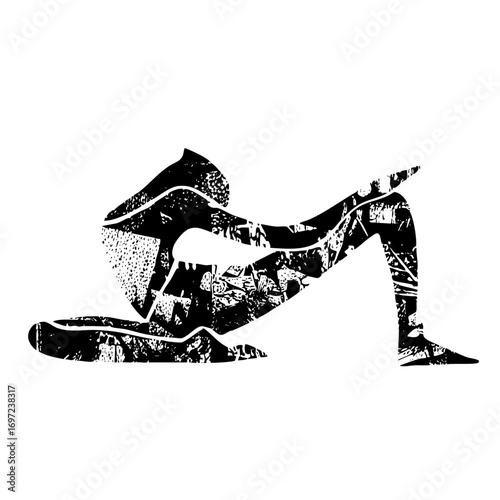 Vector Dynamic couple silhouette depicts intimacy and connection.