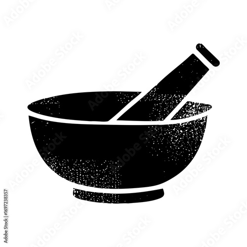 Vector Black Mortar and Pestle