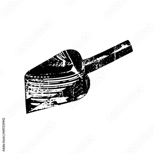 Vector Vintage shovel with textured details.