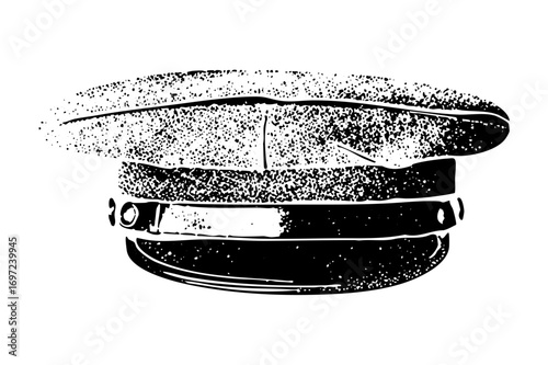 Vector Vintage peaked cap with badge detail.