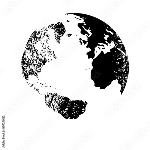 Vector Stylized globe depicts continents and oceans.