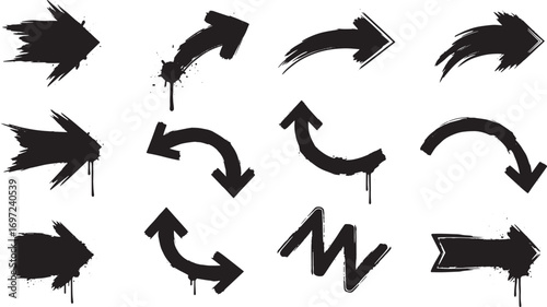 Diverse Arrow Icons: A collection of unique arrow icons in varying styles, perfect for conveying direction, guidance, or pointing towards specific elements.