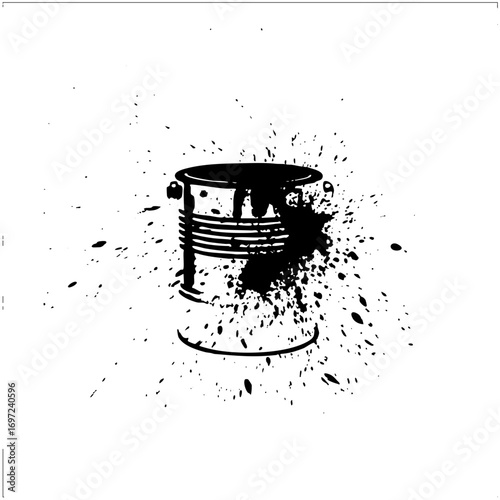 Vector Splattered paint bucket with dripping texture.