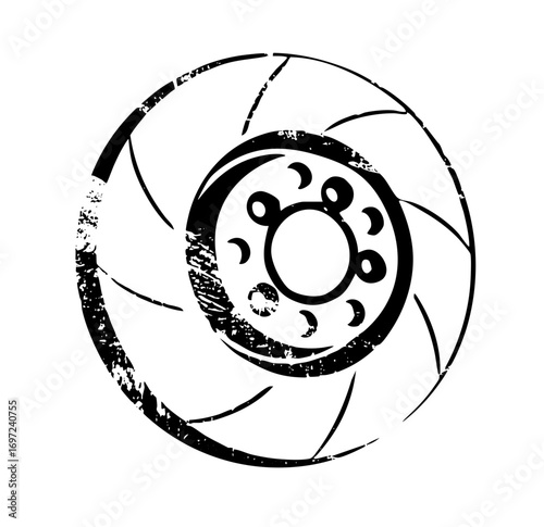 Vector Black aperture diagram with curved blades illustrates concept.
